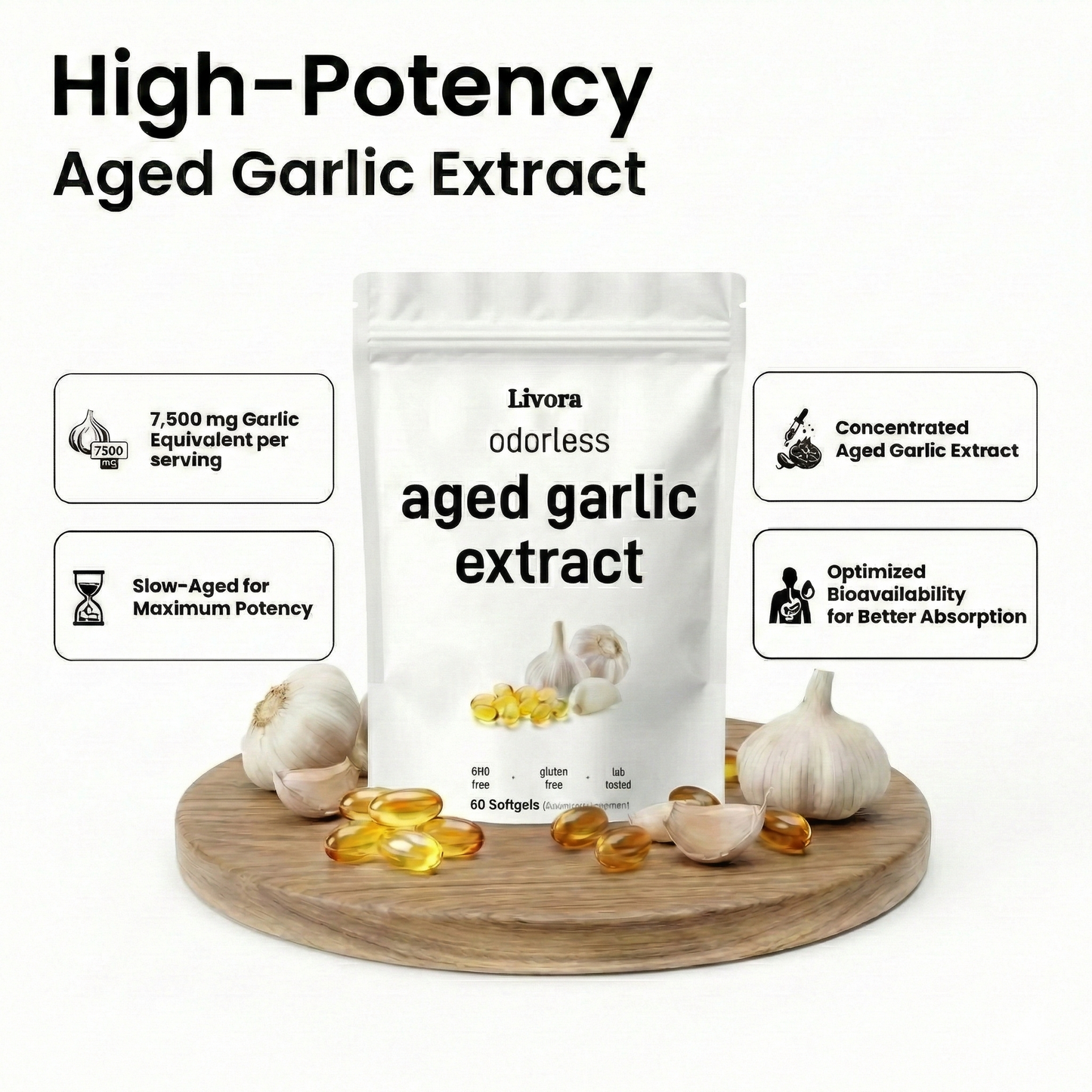 Aged Garlic Extract - 7500mg Odorless Softgels