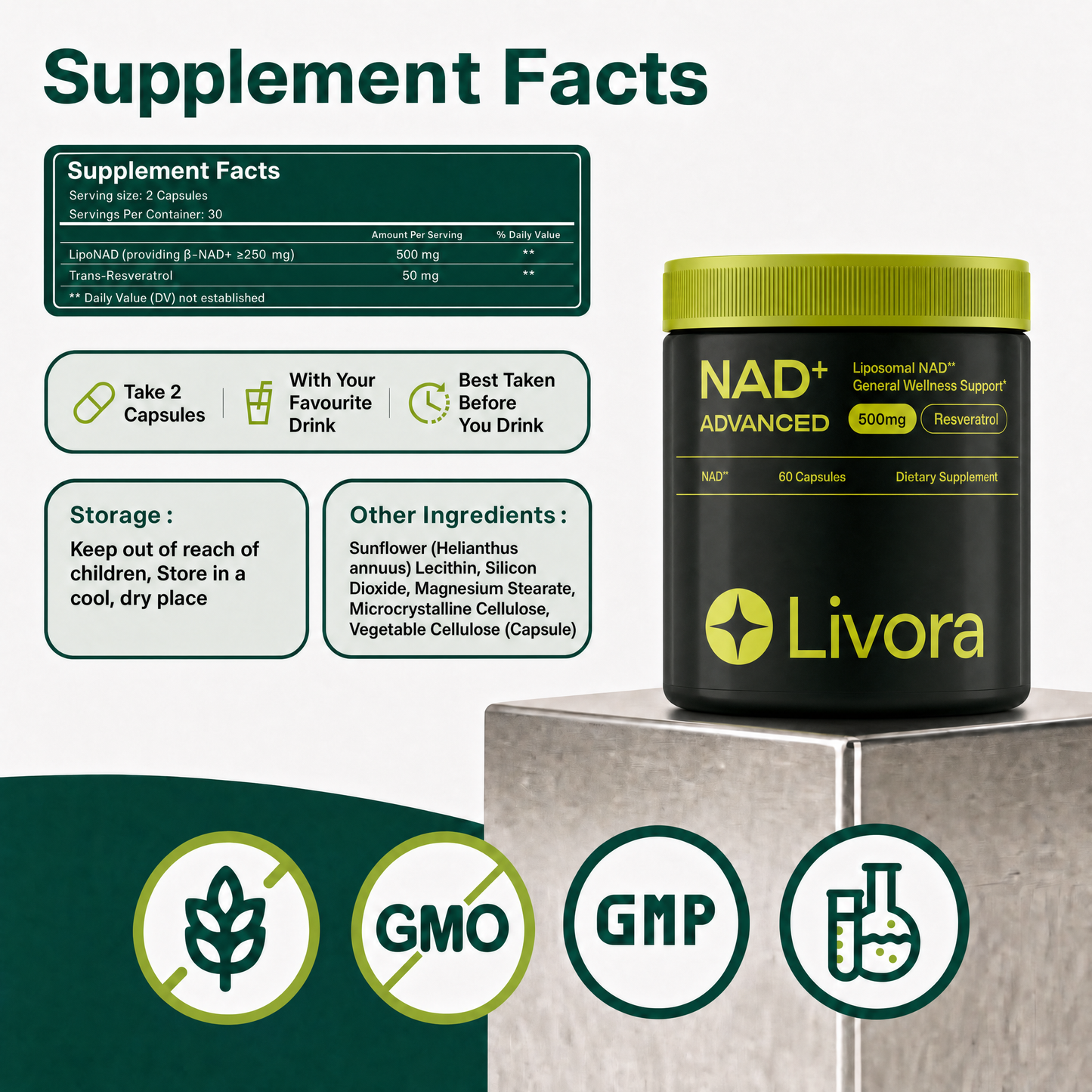 NAD+ (500mg) – Advanced Liver & Cellular Support